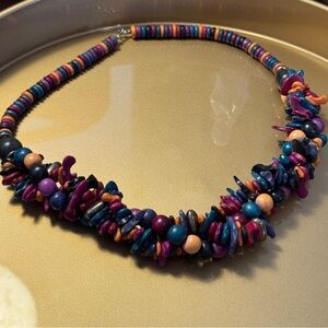 Vintage Chunky Confetti Rainbow Boho Necklace